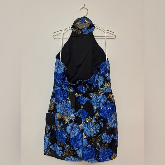 Extraordinary Impression Black Floral Jacquard Halter Mini Dress - Picture 2 of 5